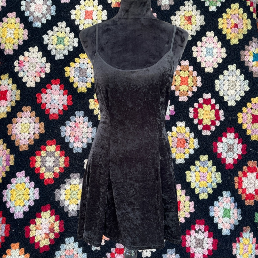 Vintage Black Velvet Mini Dress